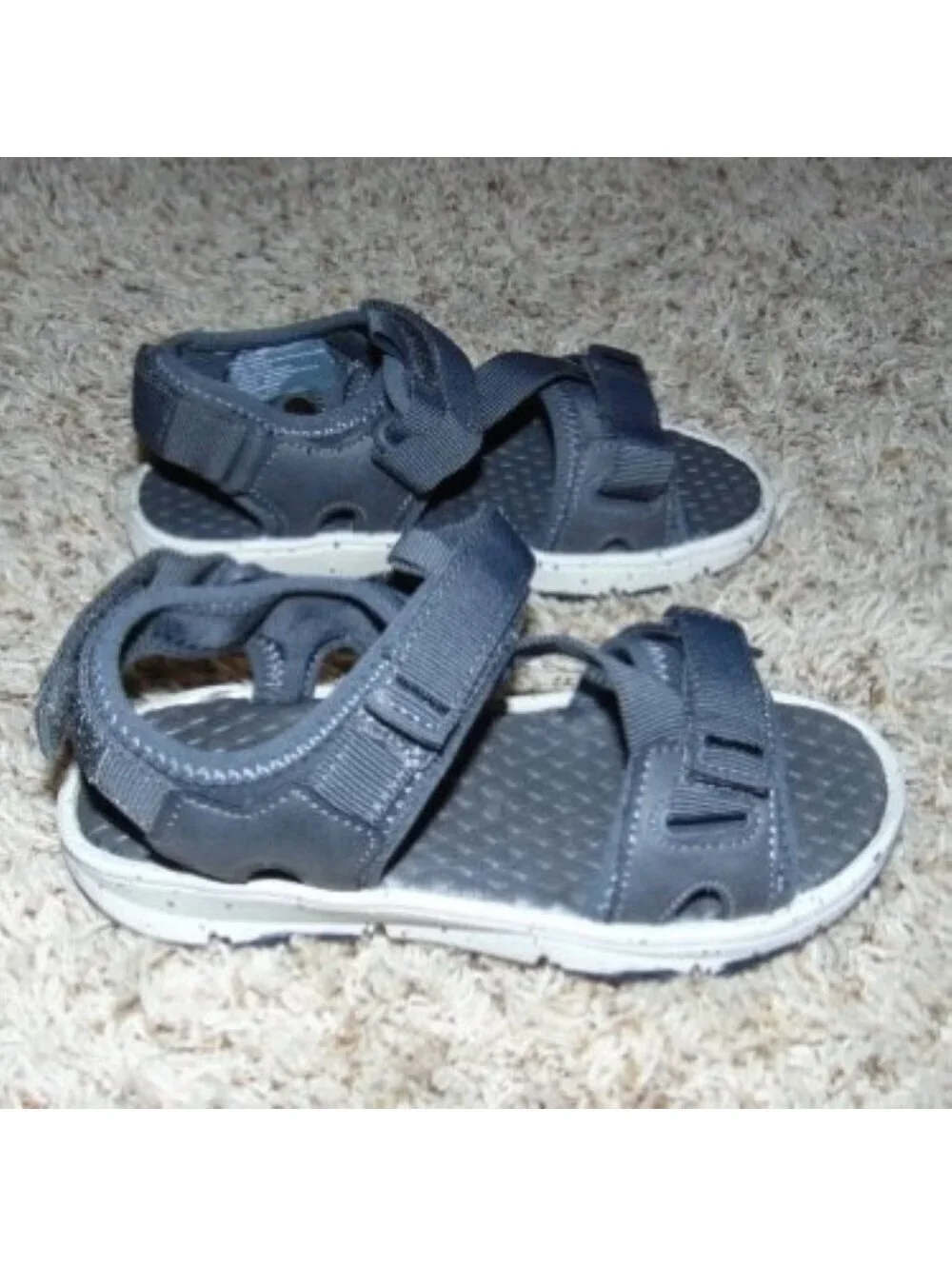 Sonoma Sandals 3 Boys Sonoma Black Sport Open Toe Fx Leather Velcro Straps